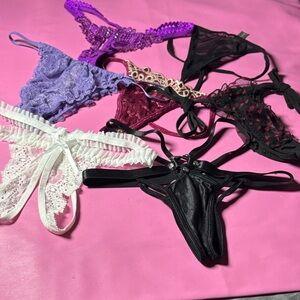 Mixed Color Lace & Strappy Thong Set — Women Intimates 7️⃣